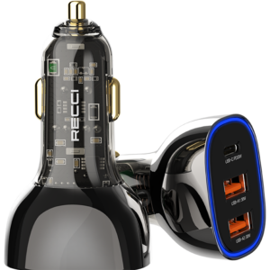 RCC-N18 93W Car Charger | USB-C + Dual USB-A | PD3.0 & QC3.0 - شاحن سيارة RCC-N18 بقدرة 93W | منفذ USB-C + منفذين USB-A | يدعم PD3.0 و QC3.0