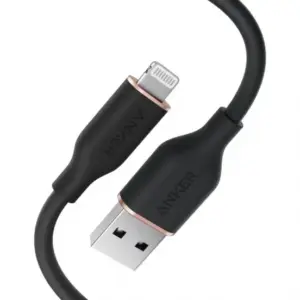 كابل أنكر باور لاين III فلو USB-A إلى لايتنينج بطول 6 أقدام - أسود | A85A1012