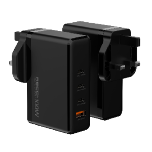 RC41 100W GaN Multi-Port Fast Charger | 3 × Type-C + 1 × USB-A - شاحن RC41 سريع بقدرة 100W مع 4 منافذ (3 × Type-C + 1 × USB-A)