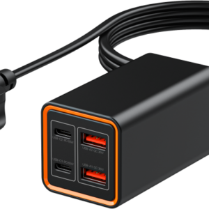 RC37 65W Multi-Port Fast Charger | Dual Type-C + Dual USB-A - شاحن RC37 سريع بقدرة 65W مع 4 منافذ (Type-C ×2 + USB-A ×2)