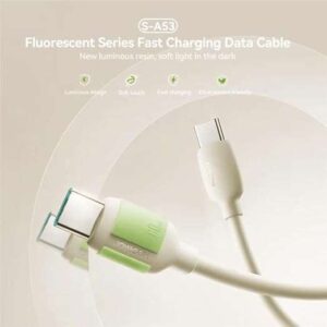 S-A53 Luminous Fast Charging Data Cable 2m | Beige - سلك بيانات وشحن سريع مضيء S-A53 بطول 2 متر | بيج