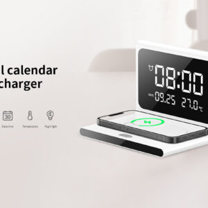 RLS-L12 Wireless Charger with Alarm Clock & Night Light - شاحن لاسلكي RLS-L12 مع منبه وإضاءة ليلية