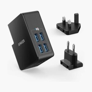 Anker PowerPort 4 Lite EU/ES/FR/ES + UK plug, Black